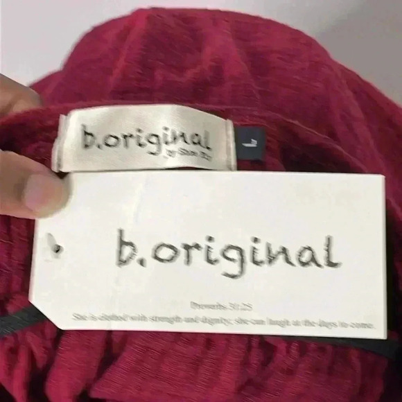 B. Original Maroon Gauzy Boho Halter Sleeveless Midi Dress NWT Size L - Picture 5 of 7